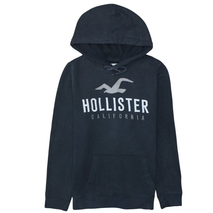 Hollister Men's Black Pullover Hoodie M Logo Fleece Sweatshirt