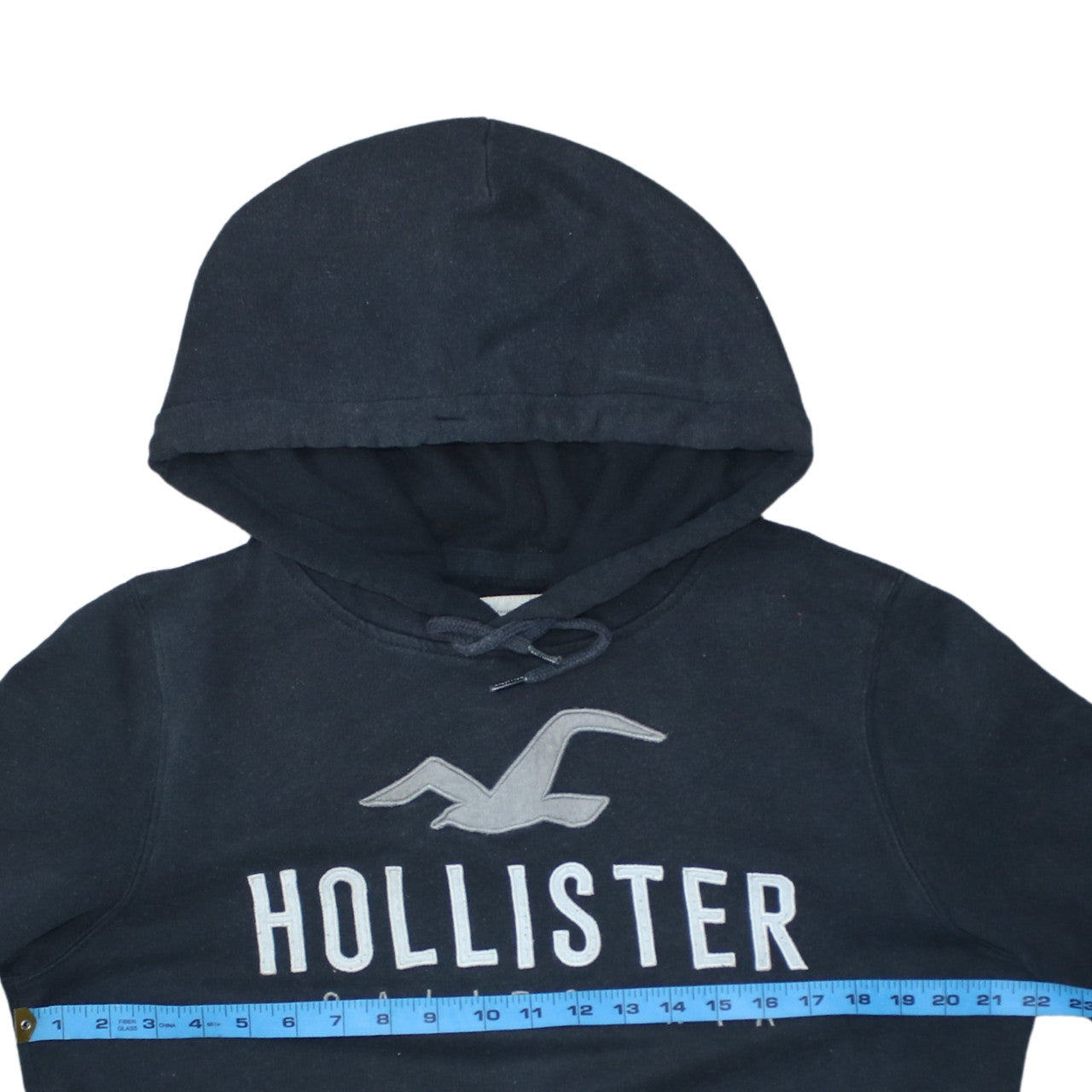 Hollister Men's Black Pullover Hoodie M Logo Fleece Sweatshirt