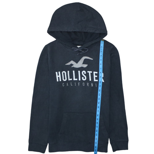 Hollister Men's Black Pullover Hoodie M Logo Fleece Sweatshirt