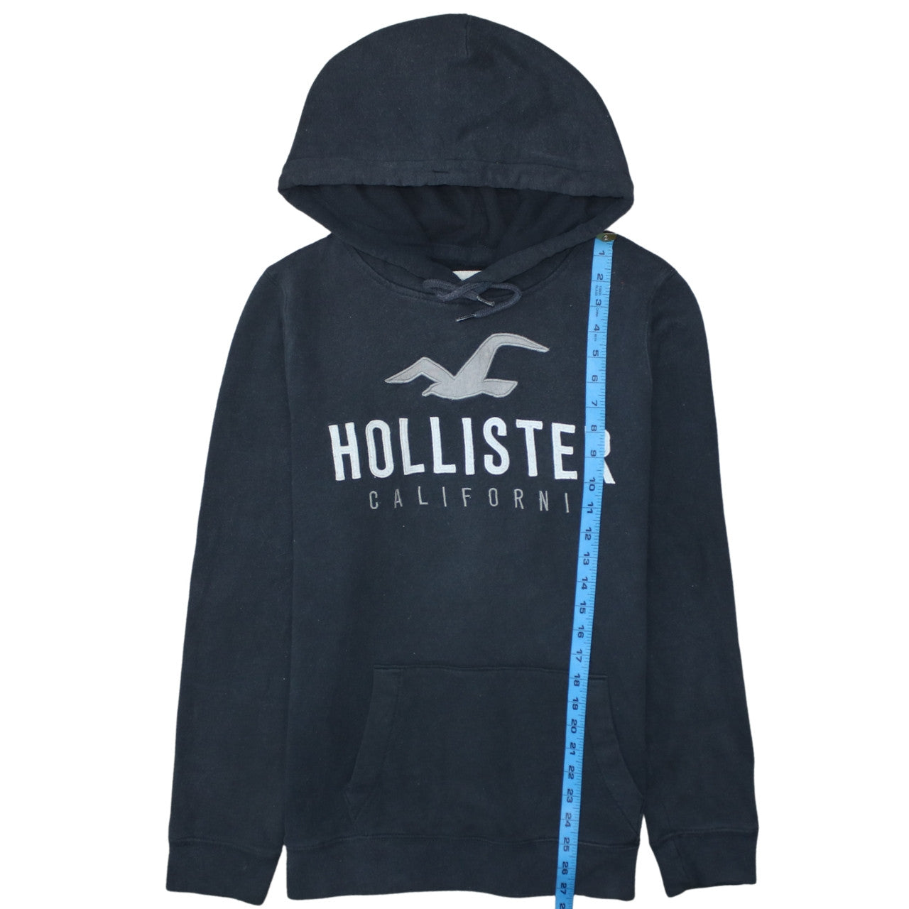 Hollister Men's Black Pullover Hoodie M Logo Fleece Sweatshirt