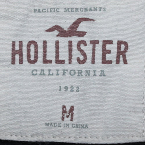 Hollister Men's Black Pullover Hoodie M Logo Fleece Sweatshirt