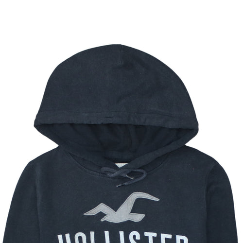 Hollister Men's Black Pullover Hoodie M Logo Fleece Sweatshirt