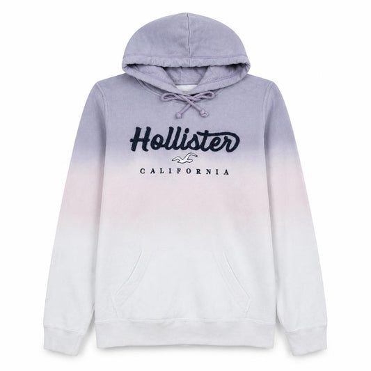 Front view of Hollister Men’s Purple Ombre Hoodie L Classic Embroidered Fleece
