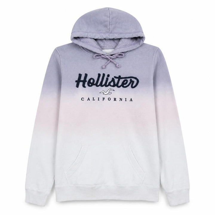 Hollister Men’s Purple Ombre Hoodie L Classic Embroidered Fleece