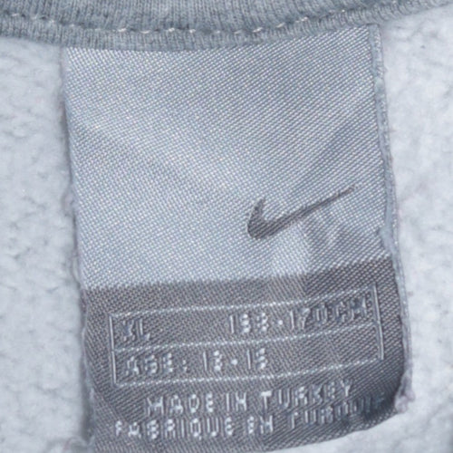 Nike Boys Grey Fleece Pullover Hoodie Size 13-14 Years Regular Fit