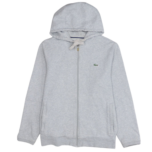 Lacoste Men Grey Full Zip Hoodie Size M Logo Hooded Sweatshirt