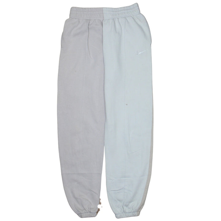 Nike Women Beige & White Colourblock Fleece Joggers Size S