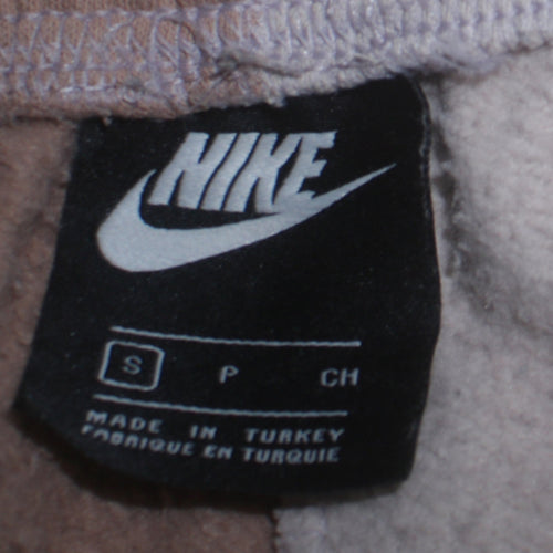 Nike Women Beige & White Colourblock Fleece Joggers Size S