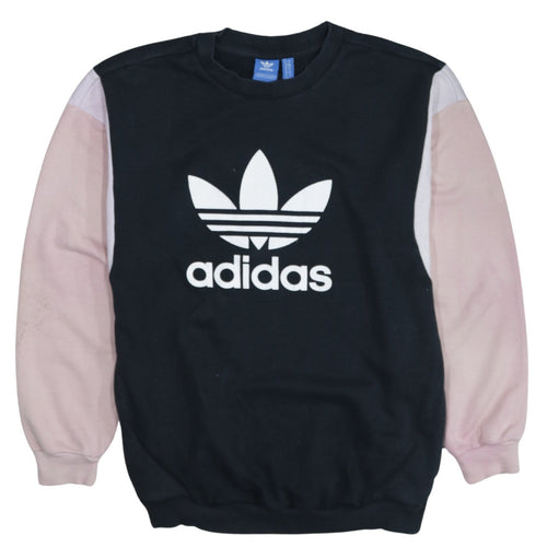 Adidas Womens Black Pink Sweatshirt UK 10 Pullover Crew Neck Logo