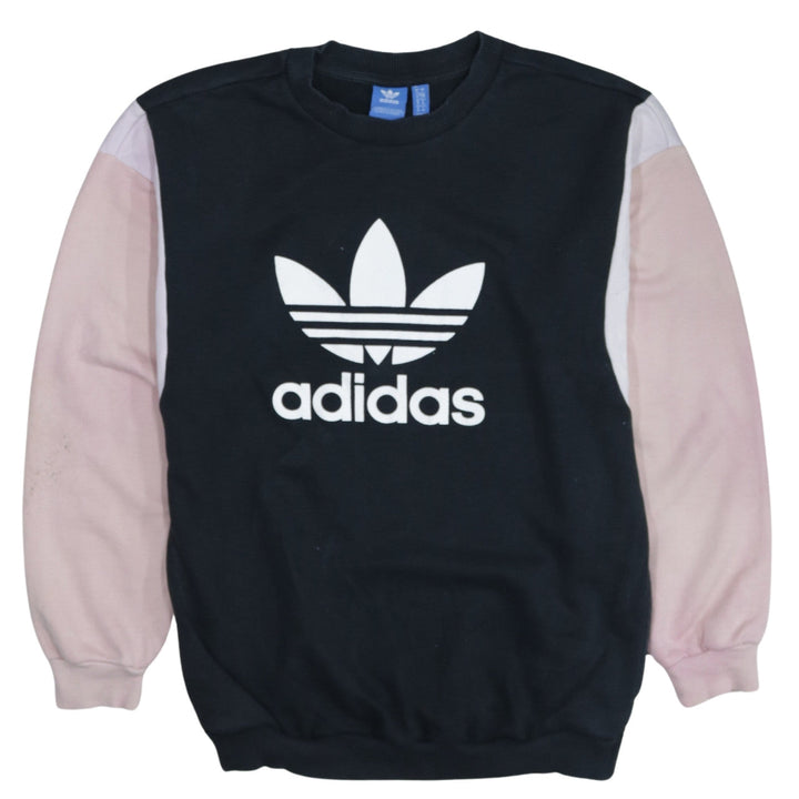 Adidas Womens Black Pink Sweatshirt UK 10 Pullover Crew Neck Logo