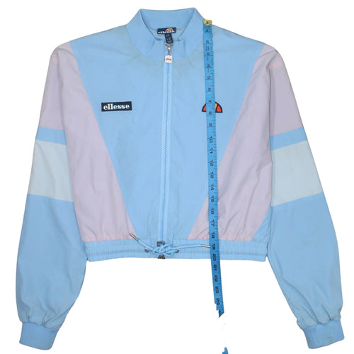 Ellesse Women's Blue Cropped Bomber Jacket UK 12 Retro Lightweight
