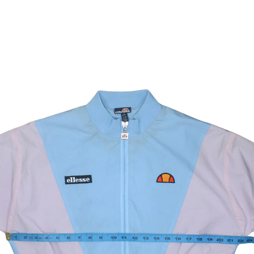 Ellesse Women's Blue Cropped Bomber Jacket UK 12 Retro Lightweight