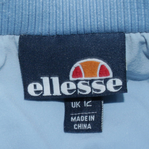 Ellesse Women's Blue Cropped Bomber Jacket UK 12 Retro Lightweight