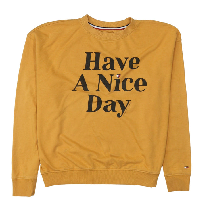Tommy Jeans Womens Yellow Graphic Pullover Sweatshirt Size S