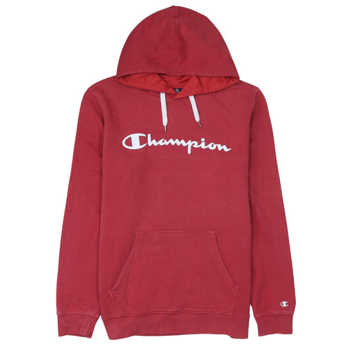 Champion Women Red Pullover Hoodie Large Cotton Blend Logo Print