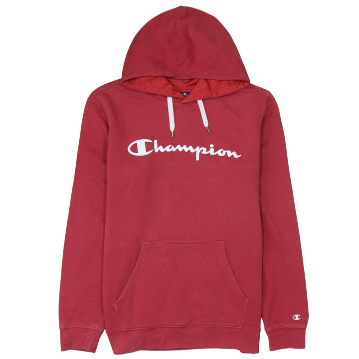 Champion Women Red Pullover Hoodie Large Cotton Blend Logo Print