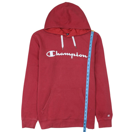 Champion Women Red Pullover Hoodie Large Cotton Blend Logo Print
