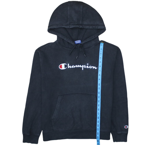 Champion Men's Black Embroidered Logo Pullover Hoodie Size M