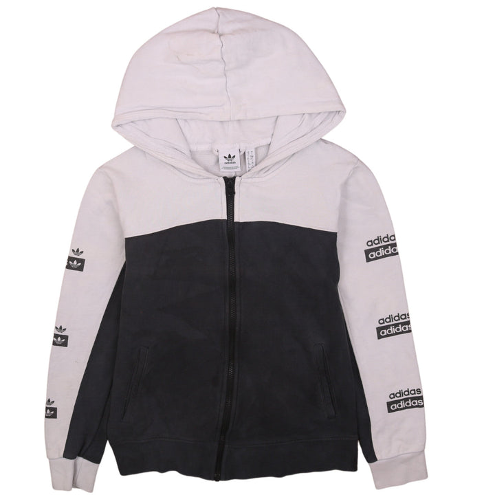 Adidas Womens Grey & White Full Zip Hoodie Size 10 UK