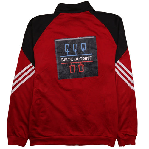 Adidas Men's Red Black Track Jacket Size M Full Zip Football Top