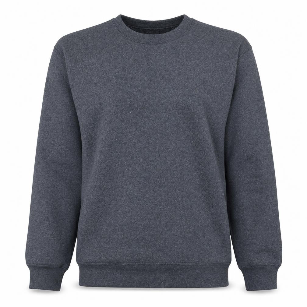 Front view of Champion Men's Grey Crew Neck Fleece Pullover Sweatshirt, size L