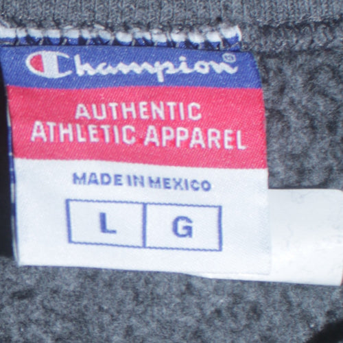 Champion Men's Grey Crew Neck Fleece Pullover Sweatshirt Size L