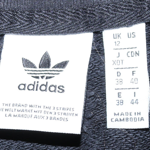 Adidas Womens Black 1/2 Zip Sweatshirt Size 12 Logo Detail