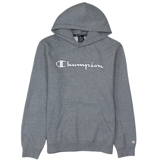 Champion Men’s Grey Pullover Hoodie Large Logo Fleece Sweatshirt