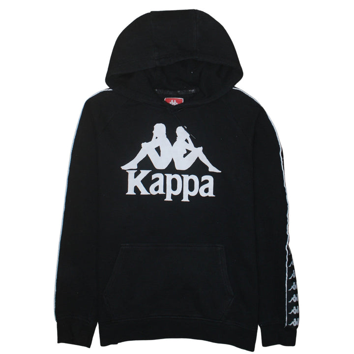 Kappa Men’s Black Large Pullover Hoodie with Logo Tape Sleeve