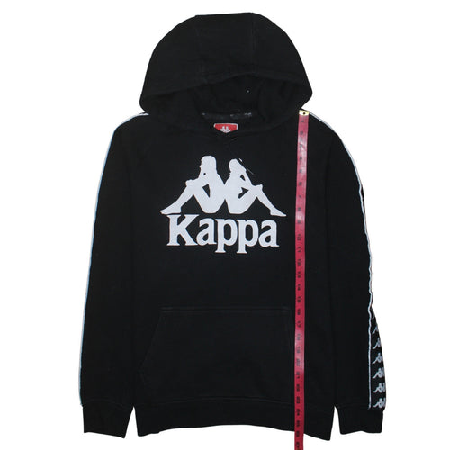 Kappa Men’s Black Large Pullover Hoodie with Logo Tape Sleeve