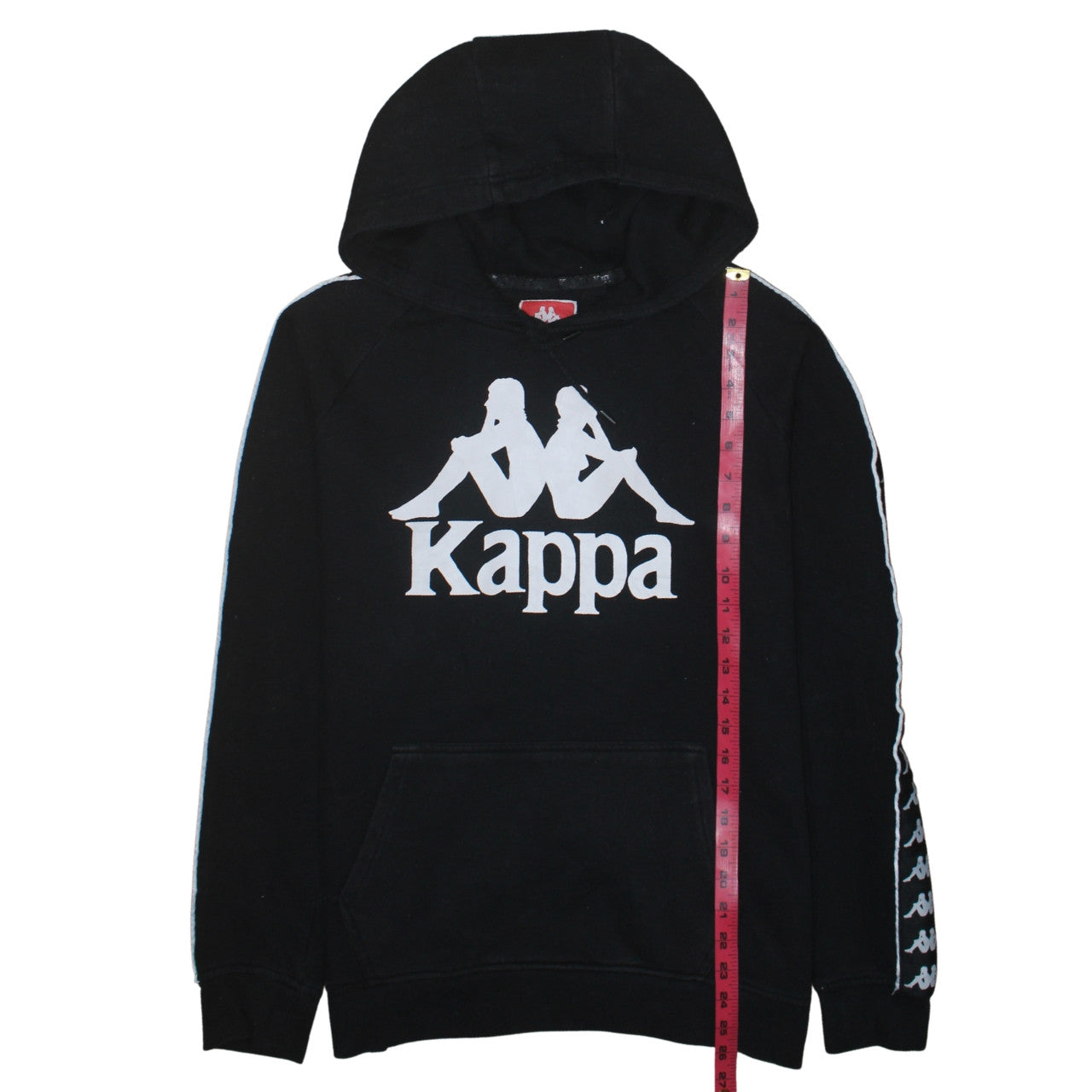 Kappa Men’s Black Large Pullover Hoodie with Logo Tape Sleeve