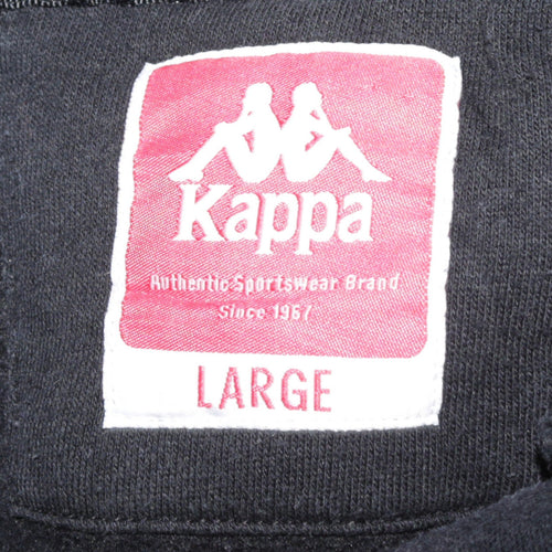 Kappa Men’s Black Large Pullover Hoodie with Logo Tape Sleeve