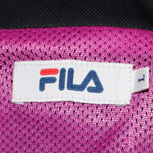 FILA Womens Black Pink Track Jacket M Full Zip Sportswear