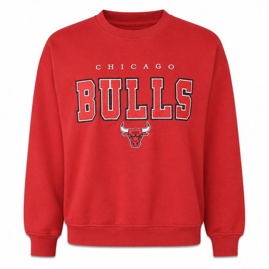 Front view of NBA Chicago Bulls Red Sweatshirt Women S Pullover Crew Neck Style