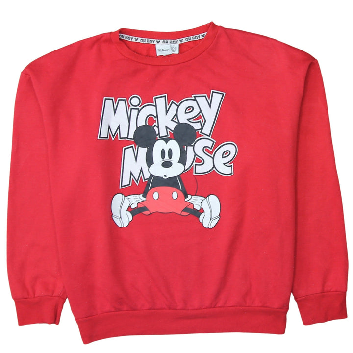 Disney Mickey Mouse Red Sweatshirt Women XL Relaxed Fit Pullover