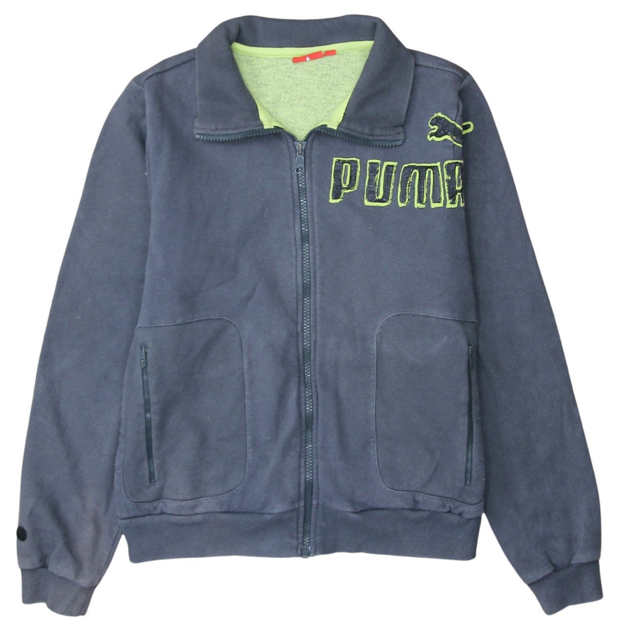 Puma Men's Blue L Track Jacket Full Zip Cotton Blend Sportswear