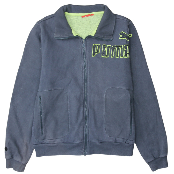 Puma Men's Blue L Track Jacket Full Zip Cotton Blend Sportswear
