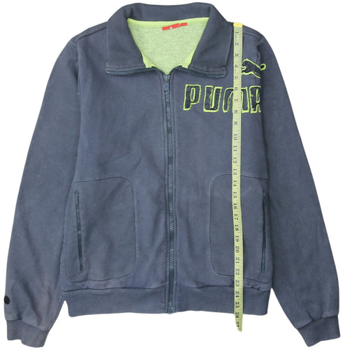 Puma Men's Blue L Track Jacket Full Zip Cotton Blend Sportswear