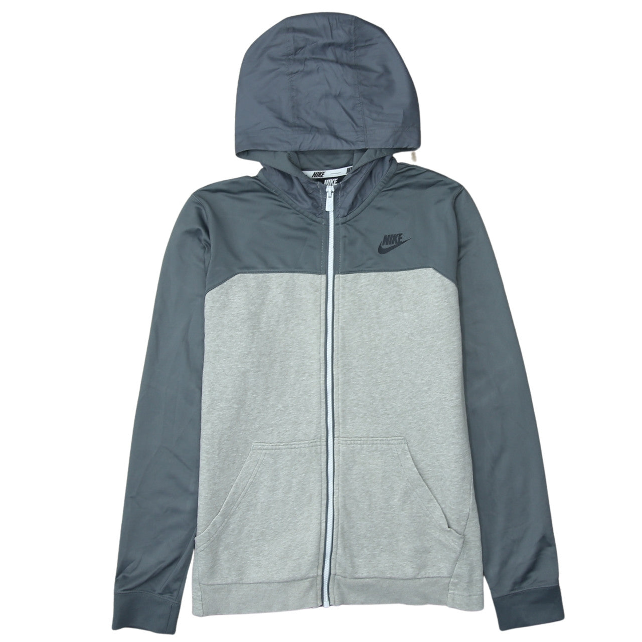 Nike Boys Grey Full Zip Hoodie XL 158-170cm Colourblock Sportswear