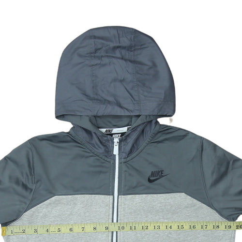 Nike Boys Grey Full Zip Hoodie XL 158-170cm Colourblock Sportswear