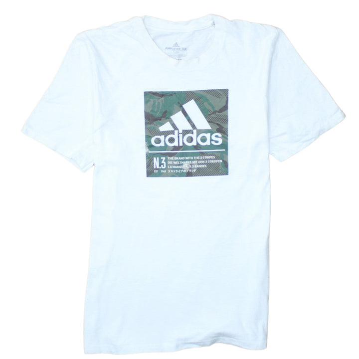 Adidas Men's White Amplifier Tee Small Graphic Logo T-Shirt