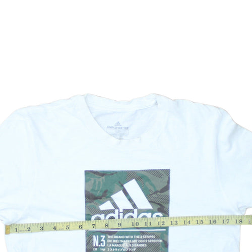 Adidas Men's White Amplifier Tee Small Graphic Logo T-Shirt