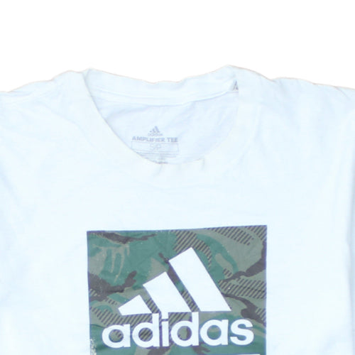 Adidas Men's White Amplifier Tee Small Graphic Logo T-Shirt