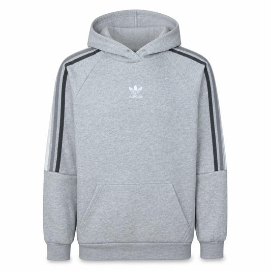 Front view of Adidas men’s grey pullover hoodie small regular fit fleece
