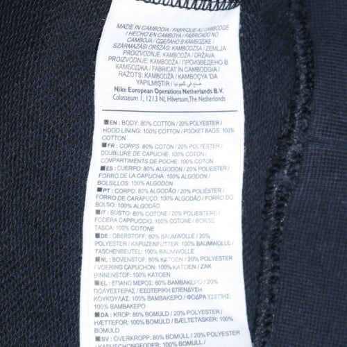 Nike Men's Black Pullover Hoodie S Regular Fit Fleece Sportswear