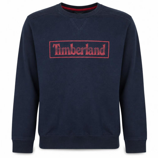 Front view of Timberland Men's Blue Logo Crew Neck Pullover Sweatshirt L