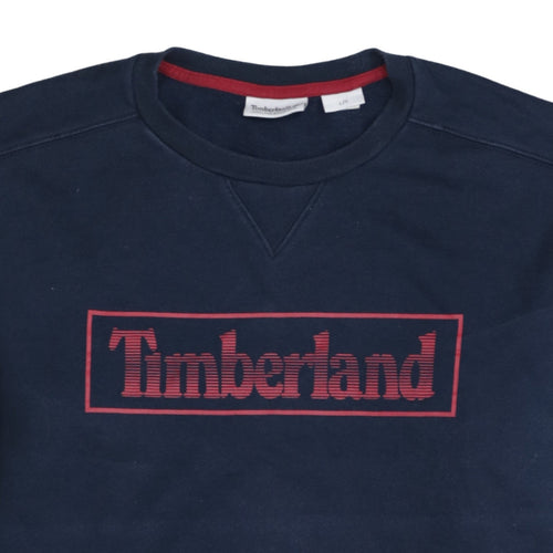 Timberland Men's Blue Logo Crew Neck Pullover Sweatshirt L