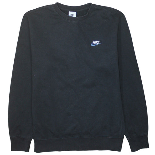 Nike Men's Black Small Crew Neck Pullover Sweatshirt Logo Fleece