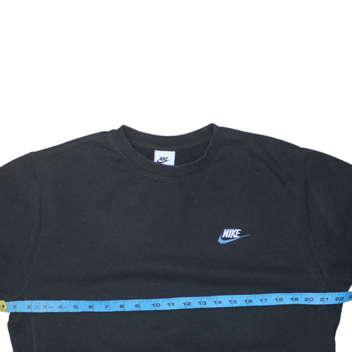 Nike Men's Black Small Crew Neck Pullover Sweatshirt Logo Fleece