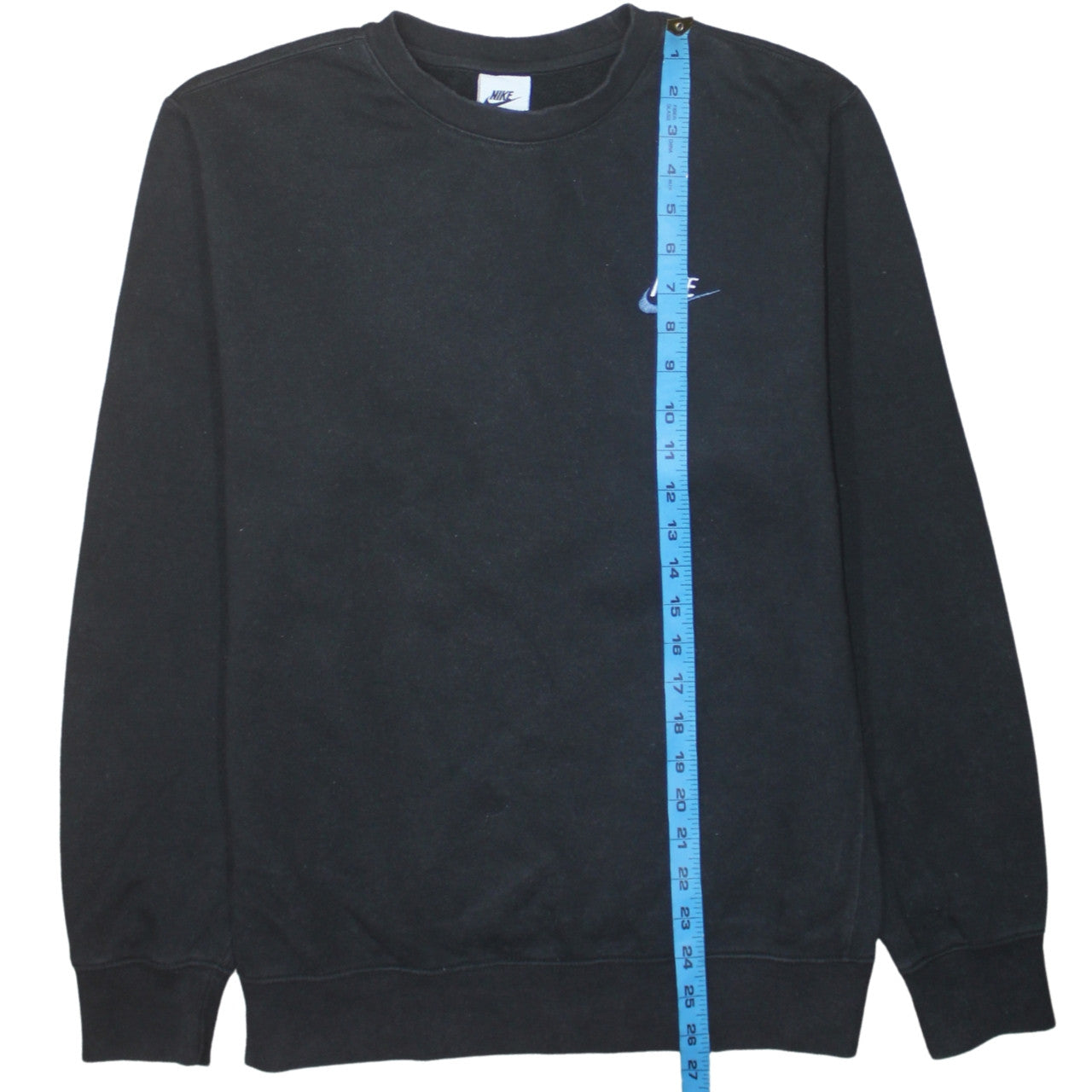 Nike Men's Black Small Crew Neck Pullover Sweatshirt Logo Fleece